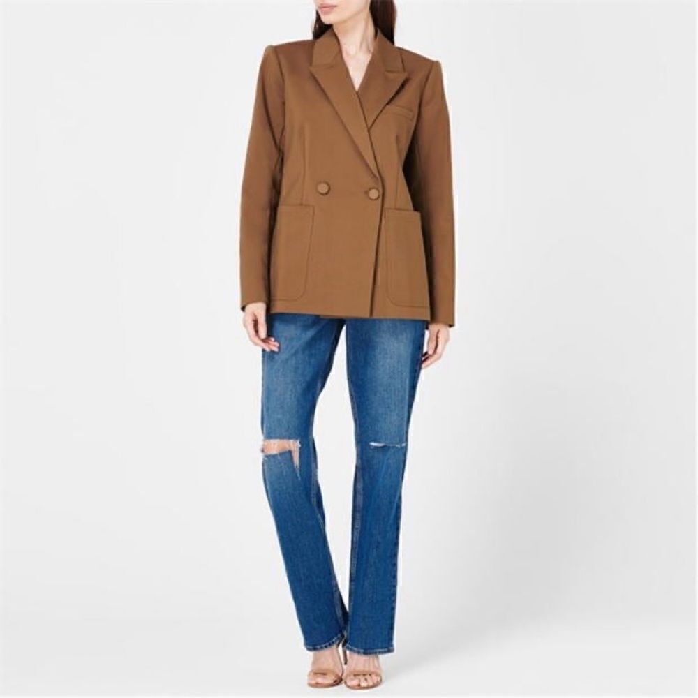 Good American Good 90s Icon Ripped Straight Leg High Rise Stretch Denim Jeans - Picture 6 of 16